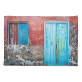 赤、青、灰色の壁、ドアと窓 枕カバー (裏面)