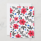 赤、青、灰色の水色の花模様 招待状 (裏面)