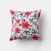 赤、青、灰色の水色の花 クッション (裏面)