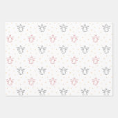 赤、青、白のクリスマス天使 ラッピングペーパーシート (正面2)