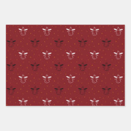 赤、青、白のクリスマス天使 ラッピングペーパーシート