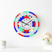 赤、青、白のジグソー（時間と分） ラージ壁時計 (ホーム)
