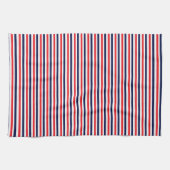赤、青、白のストライプパターン キッチンタオル (横)