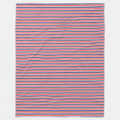 赤、青、白のストライプパターン フリースブランケット (正面)