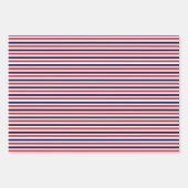 赤、青、白のストライプパターン ラッピングペーパーシート (正面)