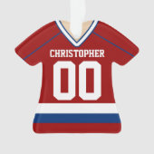 赤/青/白のホッケーカスタムジャージー オーナメント (正面)