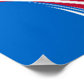 赤、青、白の抽象芸術波デザイン ポスター (角)