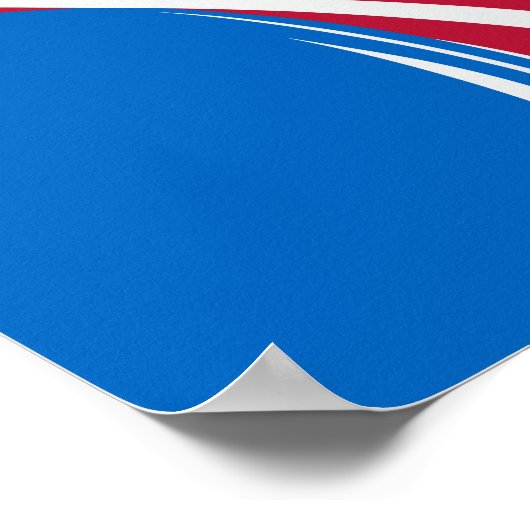 赤、青、白の抽象芸術波デザイン ポスター (角)