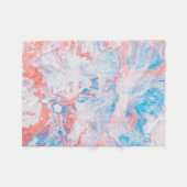 赤、青、白の抽象芸術絵画の フリースブランケット (正面(横))