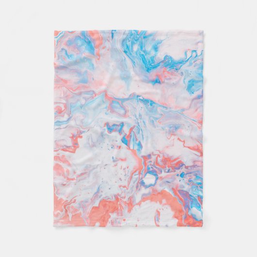 赤、青、白の抽象芸術絵画の フリースブランケット (正面)