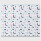 赤、青、白航海の ラッピングペーパー (フラット)