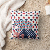 赤・青・白象の枕 クッション (ブランケット)