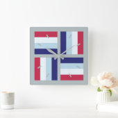 赤(青) (白) スクエア壁時計 (ホーム)