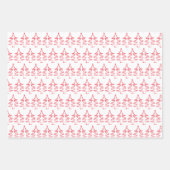 赤、青、緑のクリスマスツリーパターン ラッピングペーパーシート (正面)