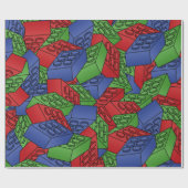 赤、青、緑のプラスチック建物ブロック ラッピングペーパー (フラット)