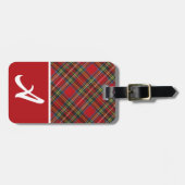 赤、青、緑の格子織物、カラーブロック ラゲッジタグ (正面横)