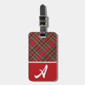 赤、青、緑の格子織物、カラーブロック ラゲッジタグ (正面縦)