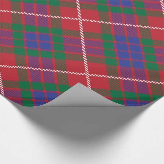 赤、青、緑、白いアクセントの格子模様 ラッピングペーパー (角)