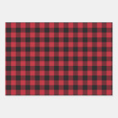 赤、青、緑、黒のバッファローのプレイド ラッピングペーパーシート (正面)