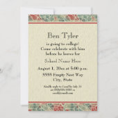 赤 青 茶色 アブストラクト トランクパーティー 招待状 (正面)