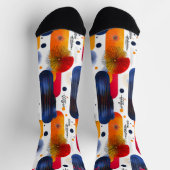 赤、青、金色の星を持つ明るいクリスマス ソックス (上部)