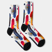 赤、青、金色の星を持つ明るいクリスマス ソックス (右)