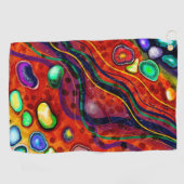 赤、青、銅、紫、緑の抽象芸術 ゴルフタオル (横)