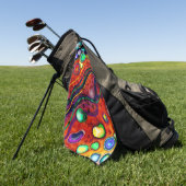 赤、青、銅、紫、緑の抽象芸術 ゴルフタオル (グリーン)