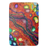 赤、青、銅、紫、緑の抽象芸術 バスマット (正面縦)