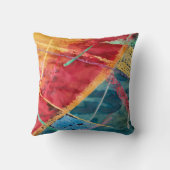 赤、青、黄のストライプの装飾用クッション クッション (裏面)