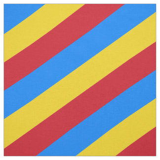 赤、青、黄のパタストライプのーン ファブリック