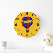 赤 青 黄のホットエアバルーン ラージ壁時計 (ホーム)