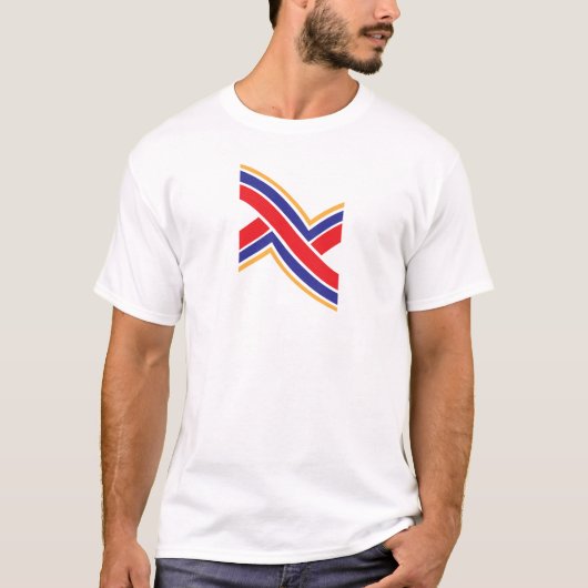 赤+青+黄色のイニシャルXモノグラム Tシャツ (正面)