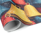 赤、青、黄色のクリスマスベル ラッピングペーパー (ロールコーナー)