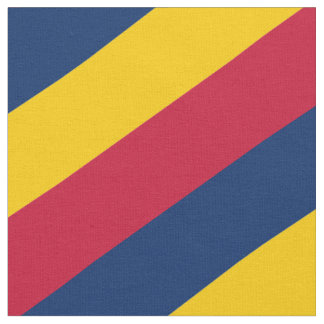 赤、青、黄色のパターストライプのン ファブリック