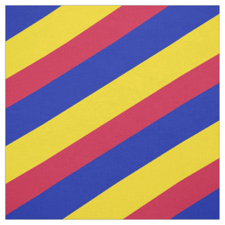 赤、青、黄色のパターストライプのン ファブリック