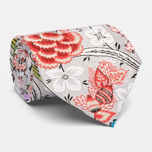 赤 青 黄 ワイルド フラワーズ チューリップ、葉 花  ネクタイ (ロール)