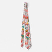 赤 青 黄 ワイルド フラワーズ チューリップ、葉 花  ネクタイ (裏面)