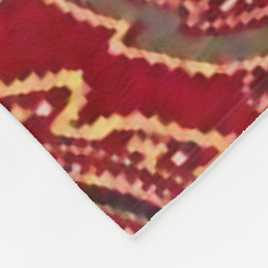 赤、青、黄、白のヴィンテージペイズリーフローラ フリースブランケット (角)