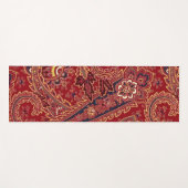 赤、青、黄、白のヴィンテージペイズリーフローラ ヨガマット (正面(横))