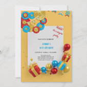 赤・青・黄・金ゴールド 招待状 (正面)