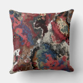 赤、青、黒、白の大理石抽象芸術 クッション (裏面)