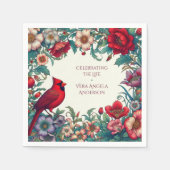 赤（鳥）ショウジョウコウカンチョウお祝い生涯葬儀記念碑 スタンダードカクテルナプキン (正面)