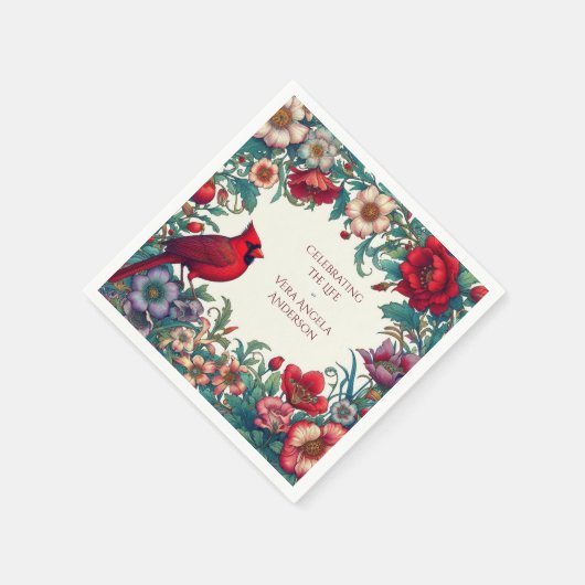 赤（鳥）ショウジョウコウカンチョウお祝い生涯葬儀記念碑 スタンダードカクテルナプキン (角)