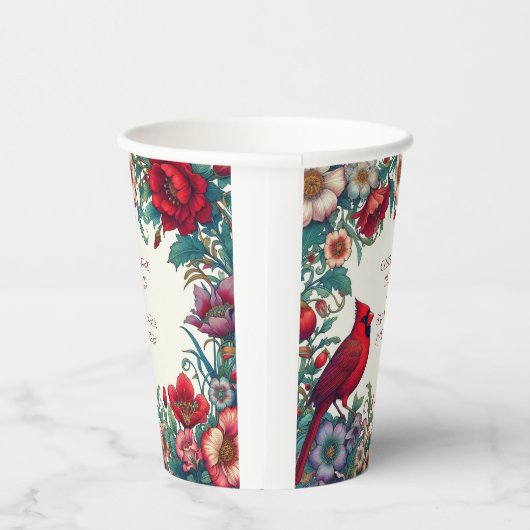 赤（鳥）ショウジョウコウカンチョウお祝い生涯葬儀記念碑 紙コップ (右)