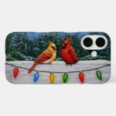 赤（鳥）ショウジョウコウカンチョウの鳥とクリスマスの雪 Case-Mate iPhoneケース (裏面 (横))
