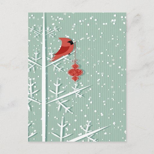 赤（鳥）ショウジョウコウカンチョウはがき ポストカード (正面)