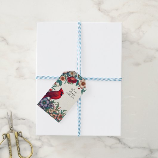 赤（鳥）ショウジョウコウカンチョウギフト悔やみや弔慰記念 ギフトタグ (より糸付き)