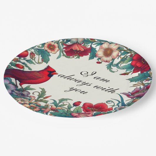 赤（鳥）ショウジョウコウカンチョウギフト悔やみや弔慰記念 ペーパープレート (アングル)