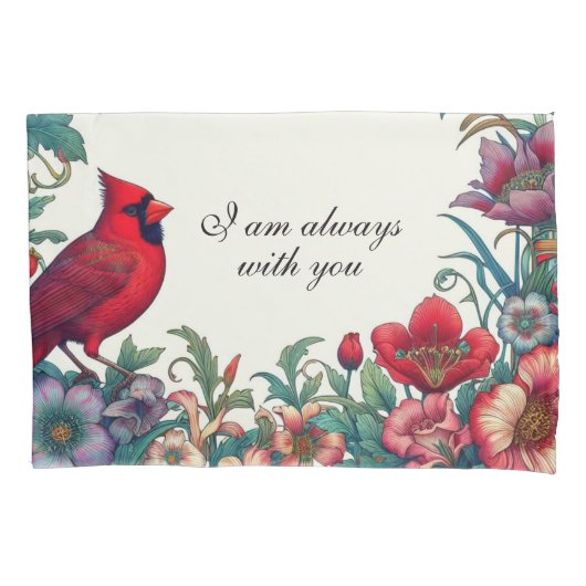 赤(鳥)ショウジョウコウカンチョウギフト悔やみや弔慰記念 枕カバー (正面)